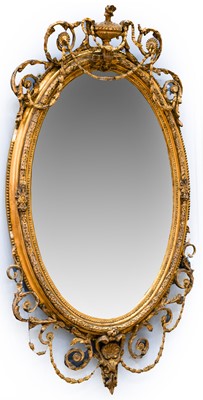 Lot 319 - An Adam Style Gilt and Gesso Oval Mirror, the...