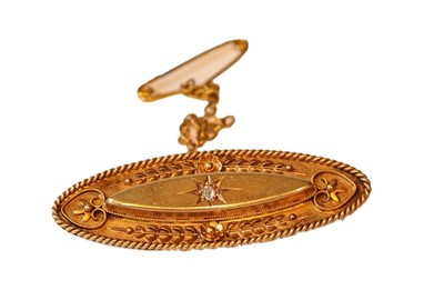 Lot 242 - A 15 carat gold diamond brooch, an old cut...