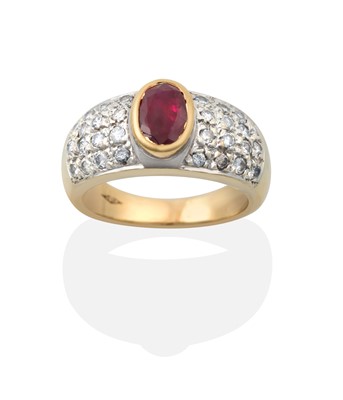 Lot 2374 - A 9 Carat Gold Ruby and Diamond Ring