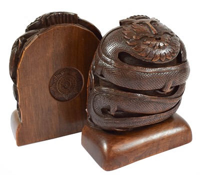 Lot 100 - A Pair of Anglo-Indian Hardwood Bookends, each...