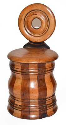 Lot 380 - A turned treen salt/candle box, 19th century,...