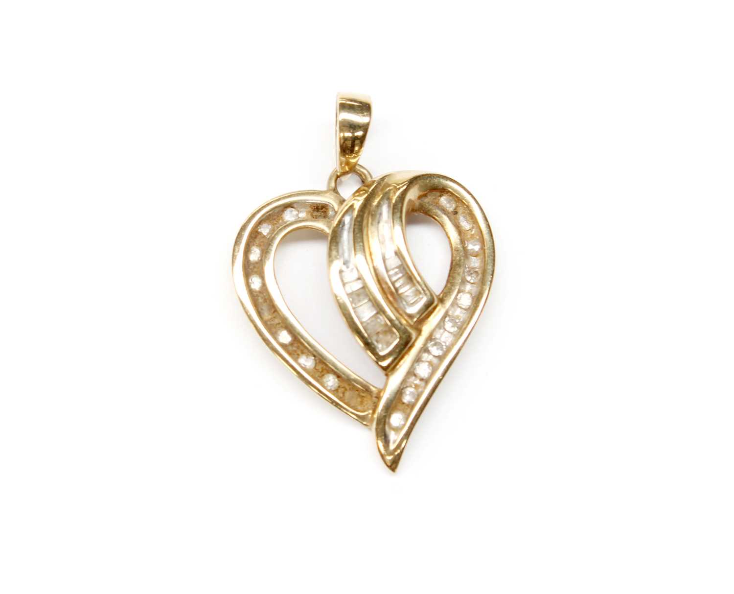 Lot 84 - A Diamond Heart Shaped Pendant, unmarked,...