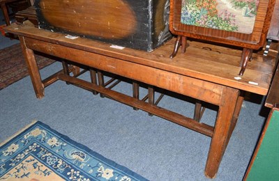 Lot 573 - A four plank 6.5ft oak refectory table