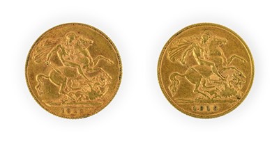 Lot 208 - Edward VII, Sovereign 1910, hairlines & minor...
