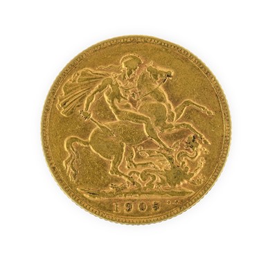 Lot 209 - Edward VII, Sovereign 1905, hairlines & minor...