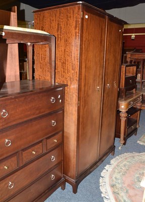 Lot 584 - A stag double wardrobe, chest of drawers, bedside cabinet, dressing stool and bed ends