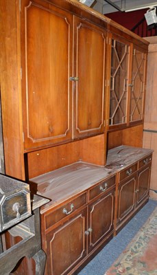 Lot 585 - Reproduction yew wood glazed bookcase and a similar one with glazed doors