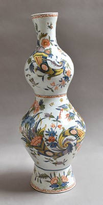 Lot 253 - A Rouen Decor Faience Double Gourd Vase, late...