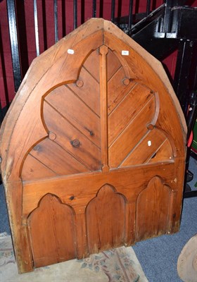 Lot 597 - Pair of Victorian pitch pine Gothic style arched panels