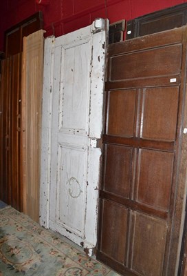 Lot 598 - Quantity of assorted oak and pine doors, curtain poles and a pine Newell post etc