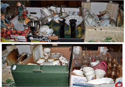 Lot 603 - Quantity of assorted decorative china, glass, plated wares etc (five boxes and tray)