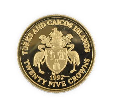 Lot 40 - Turks & Caicos Gold Proof 25 Crowns 1997,...