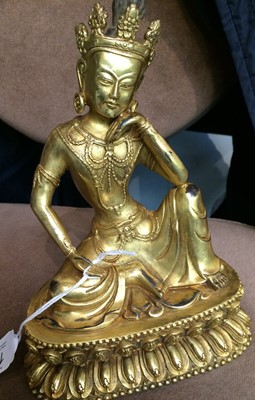 Lot 99 - A Sino-Tibetan Gilt Bronze Figure of a...
