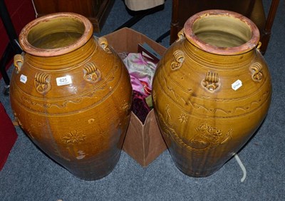 Lot 625 - Pair of large Chinese pottery storage jars