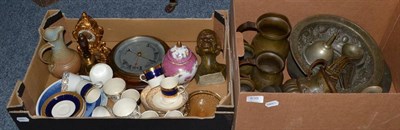 Lot 635 - Quantity of Continental ceramics, pewter etc (two boxes)