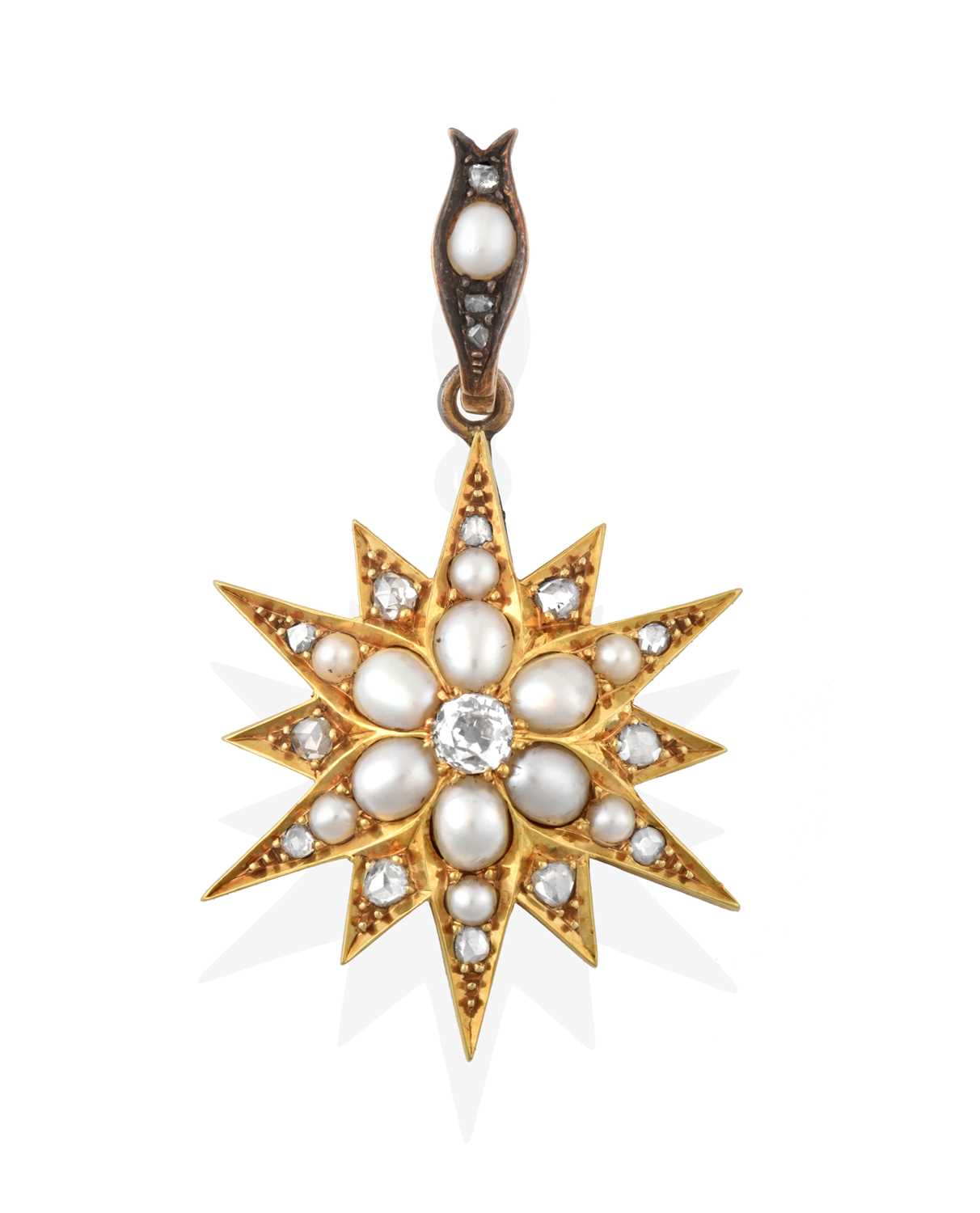 Lot 2274 - A Victorian Diamond and Split Pearl Pendant,...