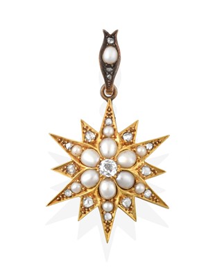 Lot 2274 - A Victorian Diamond and Split Pearl Pendant,...