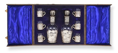Lot 2072 - A Cased Pair of German Silver-Mounted Glass...