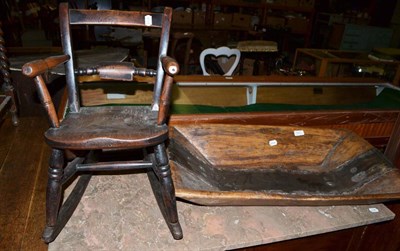 Lot 640 - Child's rocking chair and a dough bowl