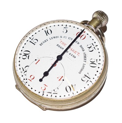 Lot 148 - A nickel plated stopwatch, dial with retailers...