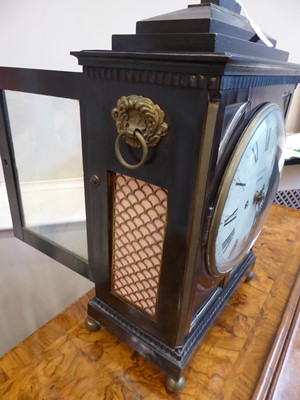 Lot 1094 - An Ebonised Striking Table Clock, signed...