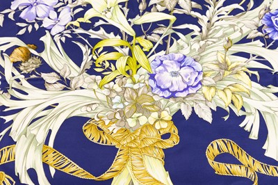 Lot 3017 - Hermès Silk Scarf of Floral Design, 90cm by...