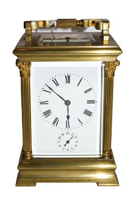 Lot 212 - A Brass Striking and Repeating Alarm Carriage...