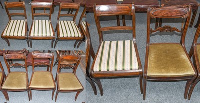 Lot 511 - Four brass inlaid mahogany dining chairs,...