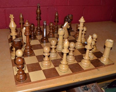 Lot 654 - Large chess set and board