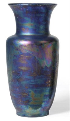 Lot 871 - A Ruskin Pottery Vase, shape No.304, with a kingfisher lustre glaze, impressed RUSKIN 1920 ENGLAND