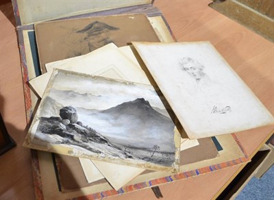 Lot 659 - Folder of engravings, etchings, watercolours (quantity)