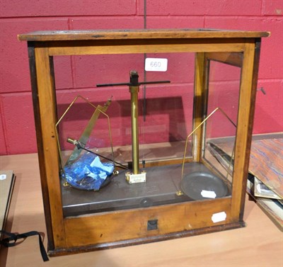 Lot 660 - A chemical balance, cased