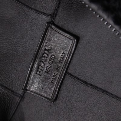 Lot 3049 - Prada Black Shearling Zip Front Jacket, circa...
