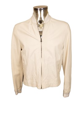 Lot 2061 - Prada Soft Cream Leather Jacket with zipped...