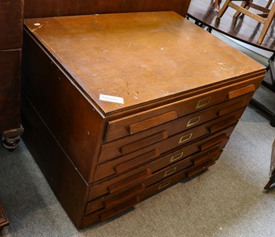 Lot 1243 - An oak plan chest, 104cm by 82cm by 84cm