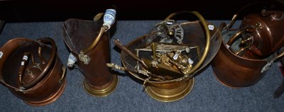 Lot 683 - Assorted copper and brass coal scuttles