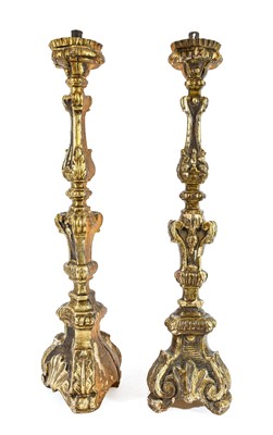 Lot 123 - A Pair of Italian Silvered-Pine Altar...