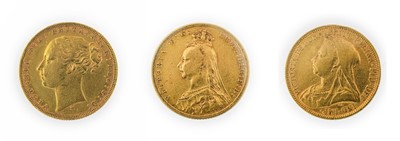 Lot 89 - Victoria, 3 x Sovereigns comprising: 1879M...