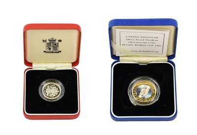 Lot 113 - UK, 2 x Silver Proof Piedfort Coins comprising:...