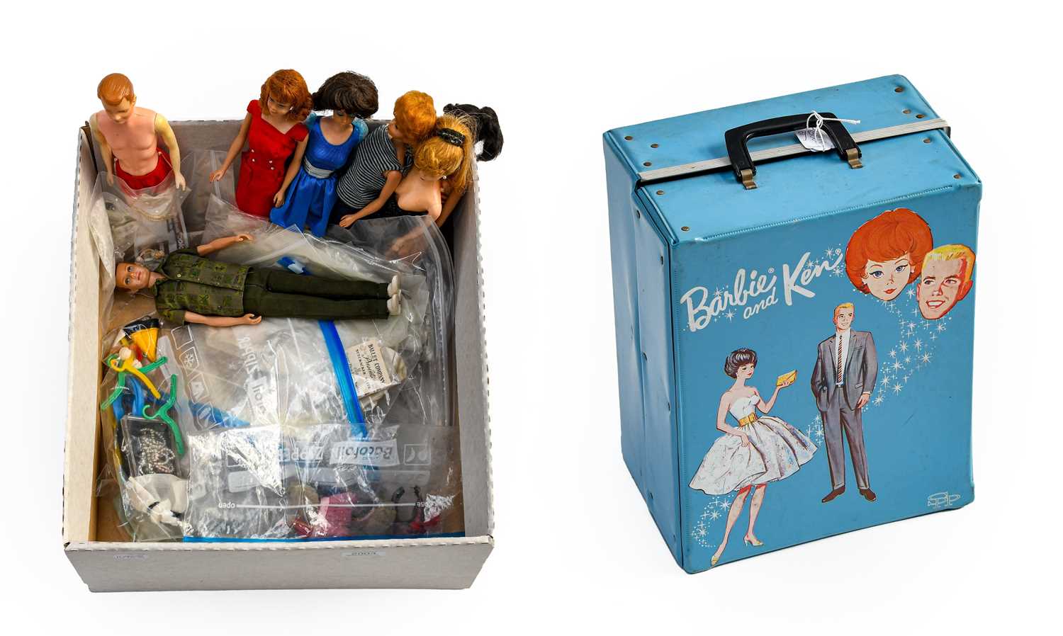 Lot 2003 - 1960s Mattel Barbie and Ken Wardrobe Box, with...