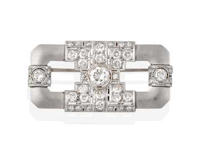 Lot 2270 - A Platinum Art Deco Diamond Brooch, of...