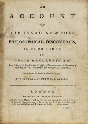 Lot 178 - Maclaurin (Colin). An Account of Sir Isaac Newton's Philosophical Discoveries, 1748