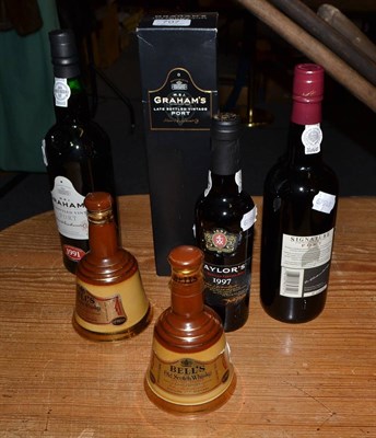 Lot 707 - Two small Bells' bells (x2); LBV port (x4) (six bottles)