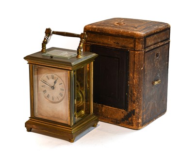 Lot 89 - A Brass Striking and Repeating Carriage Clock,...