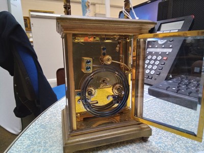Lot 89 - A Brass Striking and Repeating Carriage Clock,...