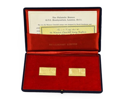 Lot 234 - Two 18ct Gold Replicas of Two Stamps...