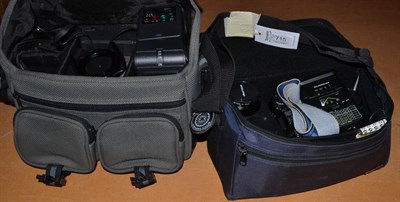 Lot 715 - Mixed cameras in two bags and a box