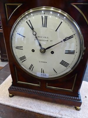 Lot 155 - A Mahogany Striking Table Clock, signed Nicoll,...