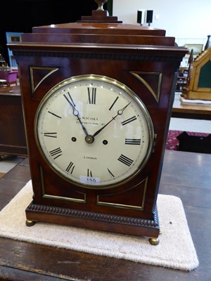 Lot 155 - A Mahogany Striking Table Clock, signed Nicoll,...
