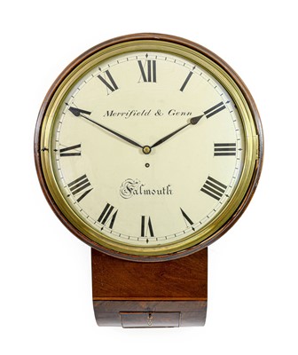 Lot 166 - A 16-inch Mahogany Drop Dial Wall Timepiece,...